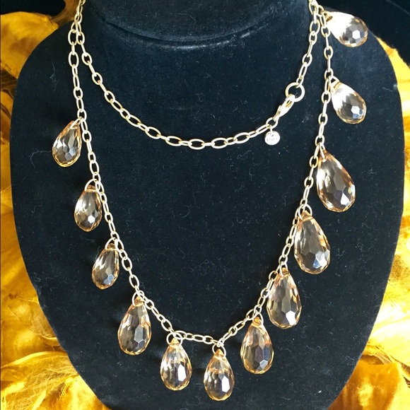 Ann Taylor Jewelry - Ann Taylor Loft Golden Crystal Statement Necklace