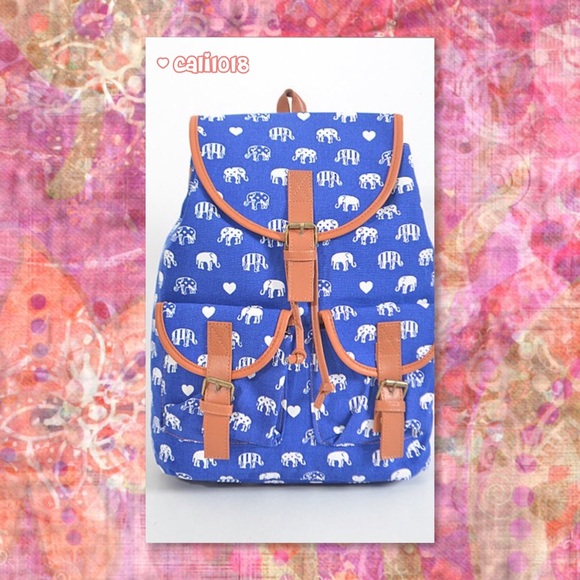 ‼️1HR ONLY🆕Blue & Black Boho Elephant Backpack - Picture 2 of 4