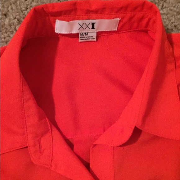 Forever 21 orange button up dress shirt