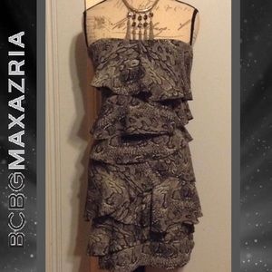 BCBG MAXAZRIA Gray & White Snake Print Layer Dress