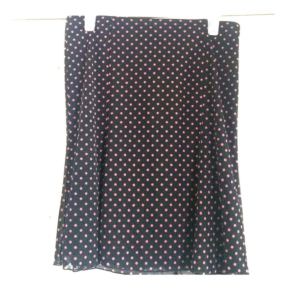Express black skirt with pink polka dots