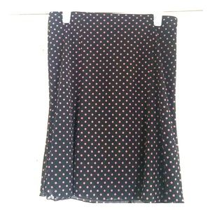 Express black skirt with pink polka dots
