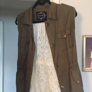 Green and White Lace Vest