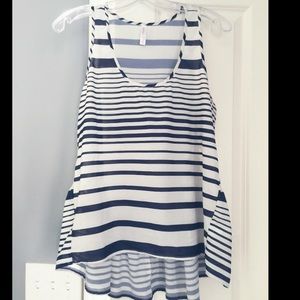 Navy & White - Hi-lo Blouse