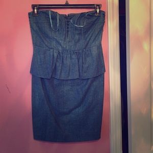 Jean strapless peplum dress