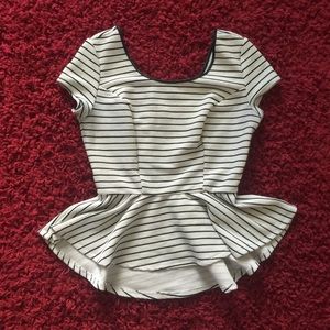‼️SALE‼️black and white striped peplum shirt
