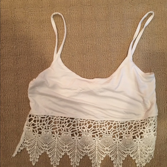 White pac sun crop top med with tie in back