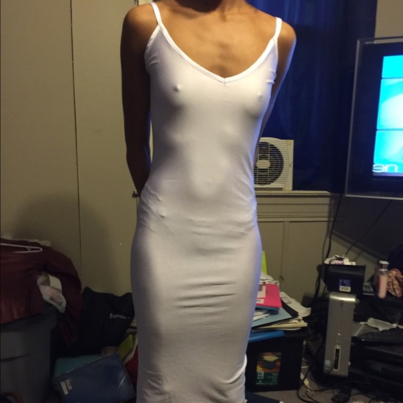 White Deep Plunging Back Dress