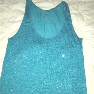 Blue New York & Co. Sequin Tank Top