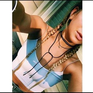 Leather suede wrap Choker necklace boho indie