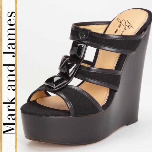 Mark and James black platform wedge  NIB