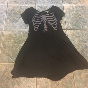 Black cotton ribcage dress