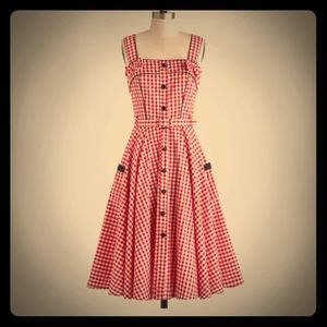 Modcloth: Red & White Gingham Belted Dress