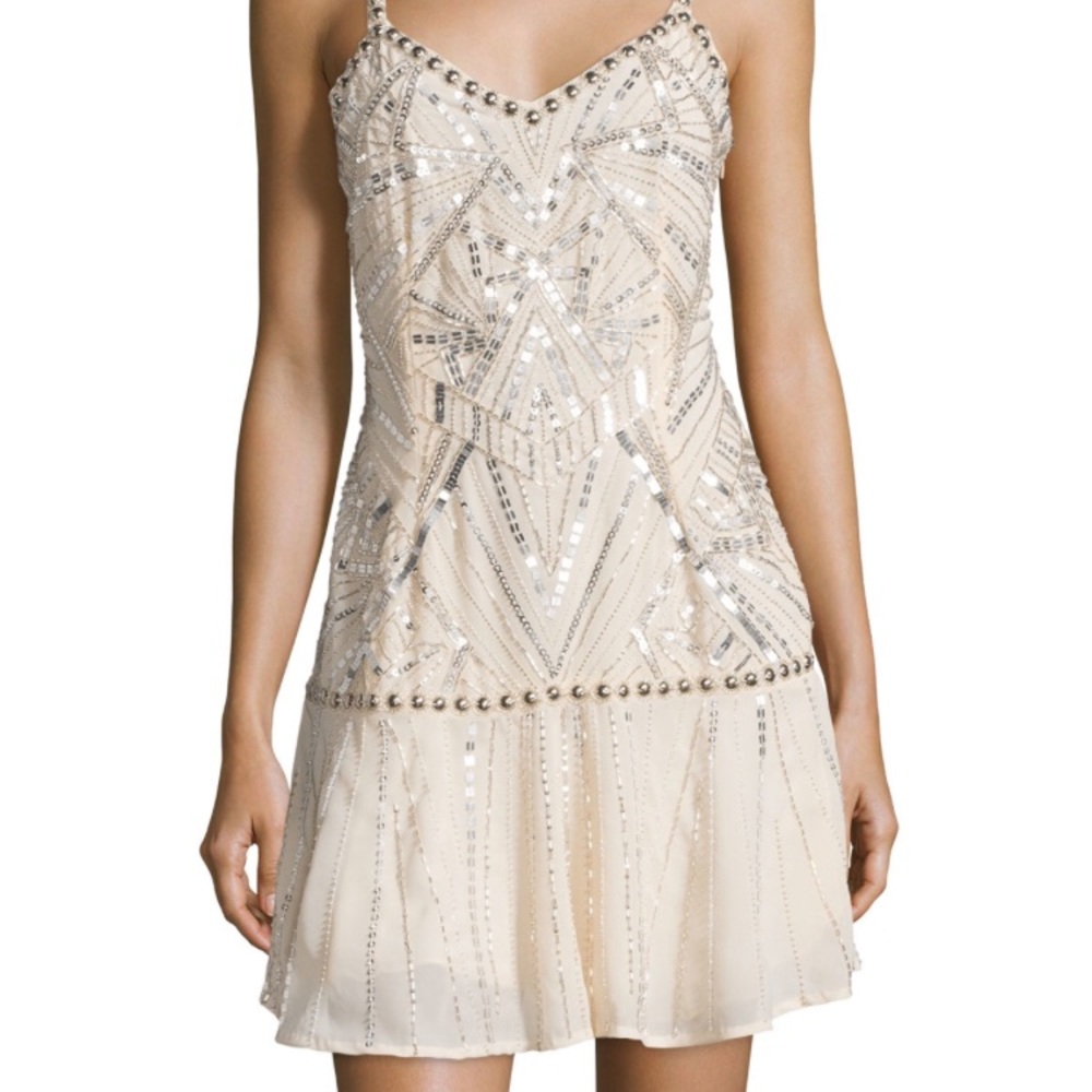 Parker Devany XS blush pink beaded dress