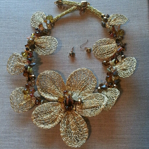 Flower Statement Necklace - image 1