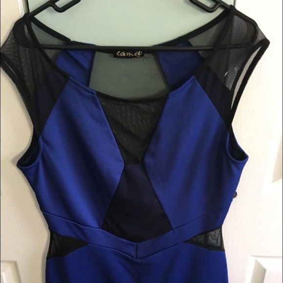 Blue see thru mesh dress