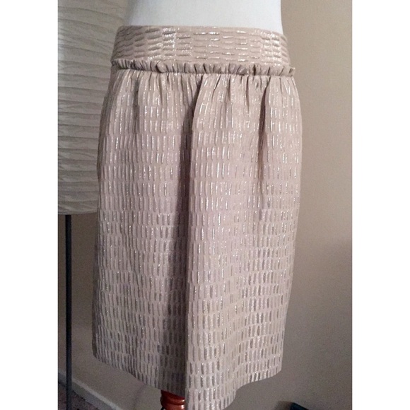 Talbots beige and silver metallic skirt