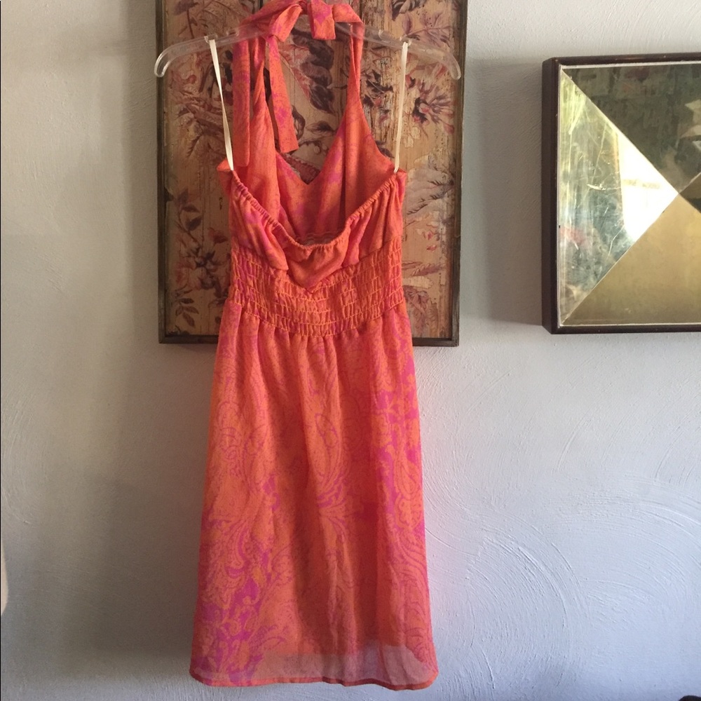 ARDEN B PINK FLORAL HALTER MIDI DRESS USA M - Picture 8 of 9