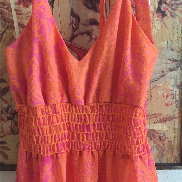 ARDEN B PINK FLORAL HALTER MIDI DRESS USA M - Picture 3 of 8