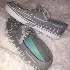 Women's Grey and White Polka Dot Sperry's