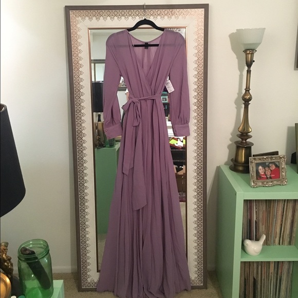 Long lavender Windsor dress