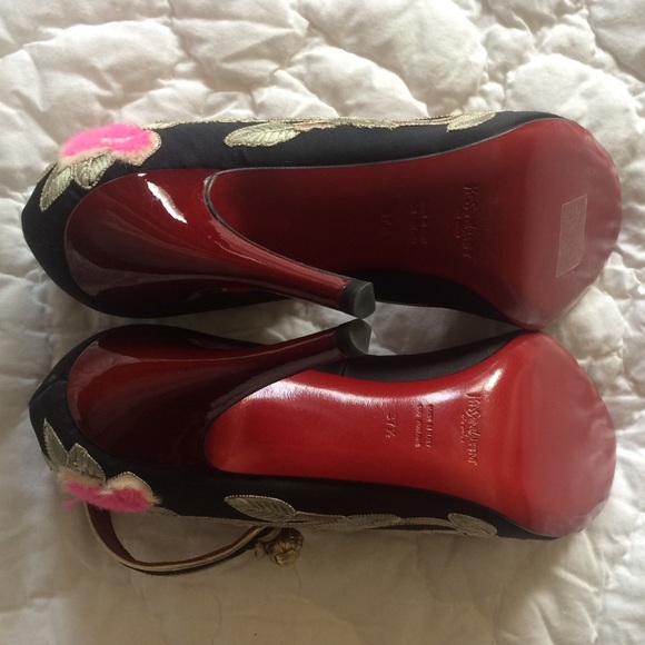 Yves Saint Laurent NEW hand-embroidered heels 7.5 - Picture 4 of 4