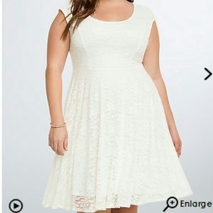 White Lace open back skater dress