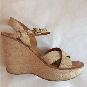 Kork-Ease Cork Wedge Platform Size 8