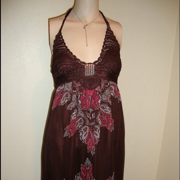 BEBE Baroque Crochet Maxi Dress