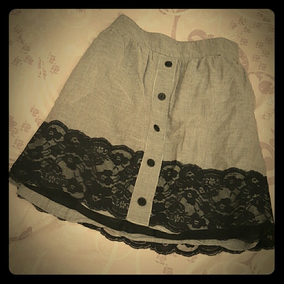 Pinstriped Lace Skirt
