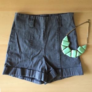 Classy Dark Gray Basic High-Waisted Shorty Shorts