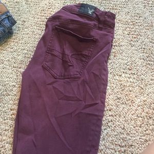 Maroon colored jeggings