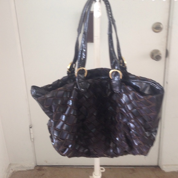 Brown weaved tote! Great condition!