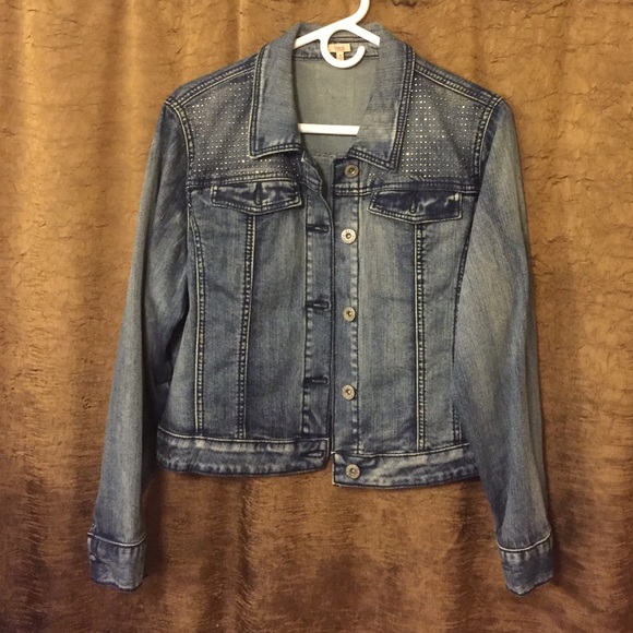 Reba Woman Crystal-Studded Crop Jean Jacket (1X)