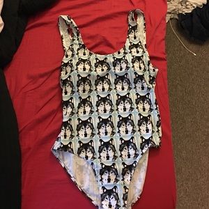 Wolf one piece bathing suite