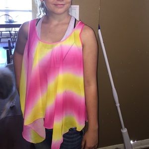 Very light pink and yellow blouse