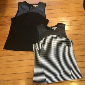 Solid Black Banana Republic Top w/ Faux Leather