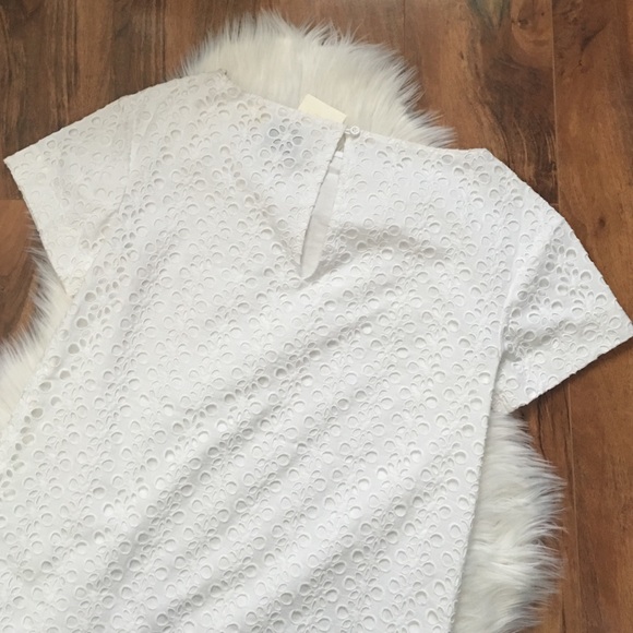 Kate Spade White Short-Sleeve Eyelet Shift Dress - Picture 3 of 4