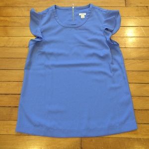 Jcrew Light Blue Flutter Sleeves Top-- Never Worn!