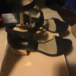 Michael Kors ankle sandals with gold trim