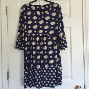 Navy and Creme polka dot colored Dress