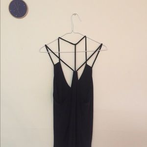 Silky black strappy top