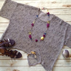 Asymmetrical European Purple Mesh Lagenlook Tunic