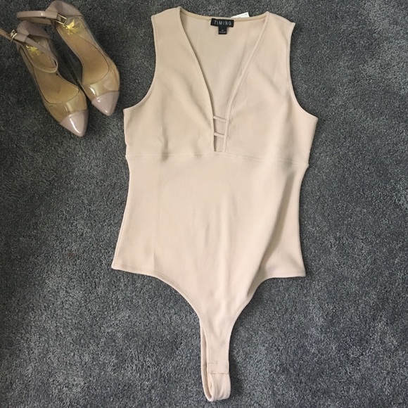 Tops - Taupe  plunge bodysuit!