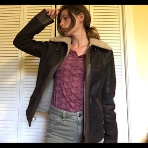 Danier leather and shearling aviator jacket