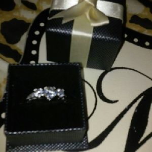 White Sapphire and swarovski crystal ring