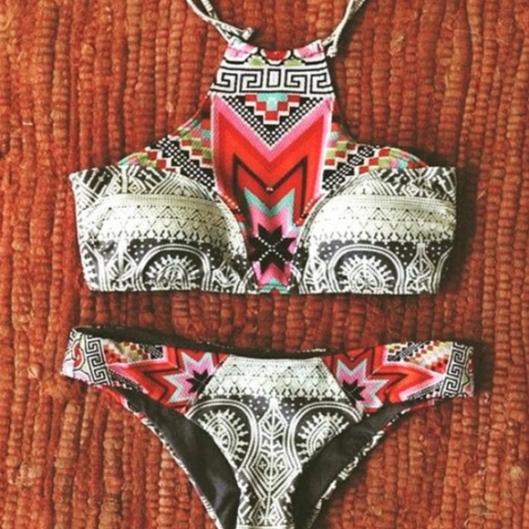 Aztec Print Halter Bikini