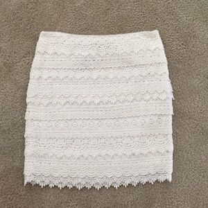 WHBM white lace pencil skirt