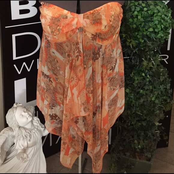 Shear Floral Print Top with Fitted Bodice.