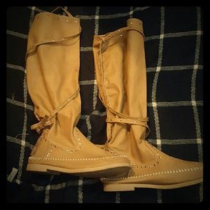 Tan studded boots